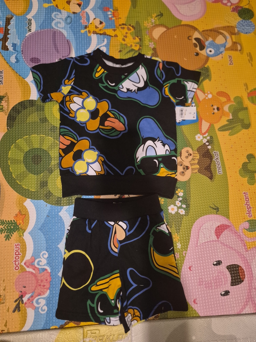 Disney Donald Duck Kids Tee - Black with Blue and Green Accents